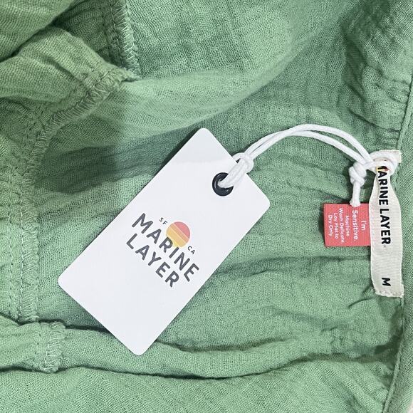 Marine Layer Jude Flutter Sleeve Dress Womens Medium Casual Flowy Green Jade - Picture 8 of 11